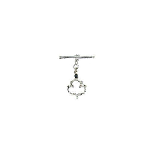 Sterling Silver, 17.9mm Width by 27.9mm Length by 3.9mm Thickness, Fancy Toggle Clasp Ring with 3.9mm Onyx and 5.0mm Width by 33.9mm Length, Fancy Toggle Clasp Bar. Quantity Per Pack: 1 Pair.