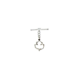 Sterling Silver, 17.9mm Width by 27.9mm Length by 3.9mm Thickness, Fancy Toggle Clasp Ring with 3.9mm Smokey Quartz and 5.0mm Width by 33.9mm Length, Fancy Toggle Clasp Bar. Quantity Per Pack: 1 Pair.