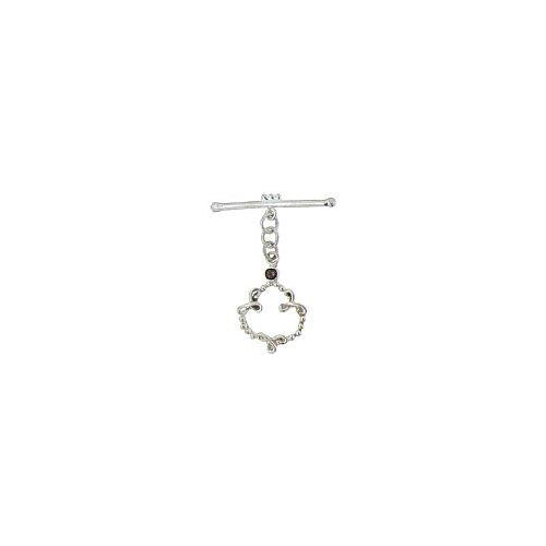 Sterling Silver, 17.9mm Width by 27.9mm Length by 3.9mm Thickness, Fancy Toggle Clasp Ring with 3.9mm Smokey Quartz and 5.0mm Width by 33.9mm Length, Fancy Toggle Clasp Bar. Quantity Per Pack: 1 Pair.