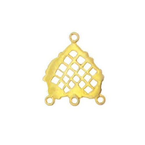 Sterling Silver Gold Plated, 17.9mm Width by 1.2mm Length by 20.8mm Height, 3 Strand Heart Connector. Quantity Per Pack: 2 Pieces.