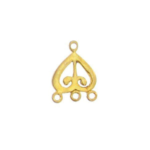 Sterling Silver Gold Plated, 12.4mm Width by 1.2mm Length by 16.4mm Height, Heart Chandelier. Quantity Per Pack: 2 Pieces.