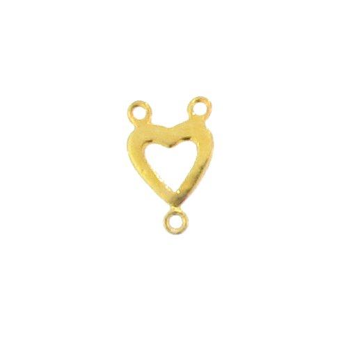 Sterling Silver Gold Plated, 10.3mm Width by 1.0mm Length by 16.6mm Height, 2 Strand Heart Connector. Quantity Per Pack: 4 Pieces.