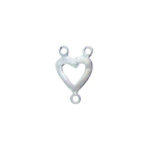 Sterling Silver, 10.3mm Width by 1.0mm Length by 16.6mm Height, 2 Strand Heart Connector. Quantity Per Pack: 4 Pieces.