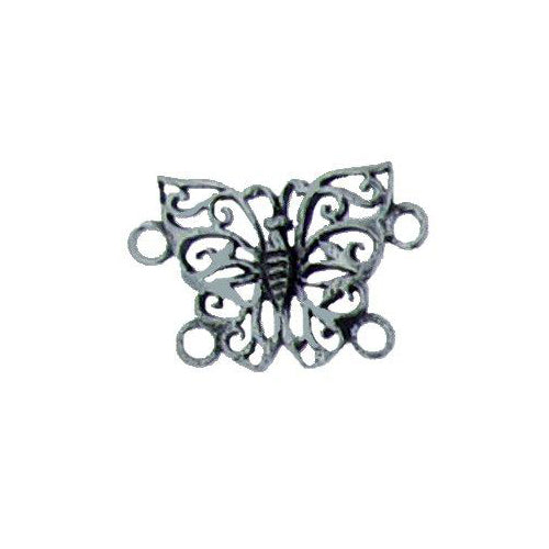 Sterling Silver Oxidized, 22.4mm Width by 2.7mm Length by 15.0mm Height, 2 Strand Butterfly Connector. Quantity Per Pack: 2 Pieces.