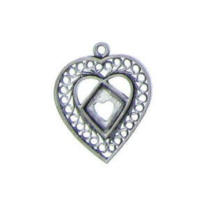 Sterling Silver, 17.0mm Width by 1.4mm Length by 20.9mm Height, Heart Charm. Quantity Per Pack: 2 Pieces.