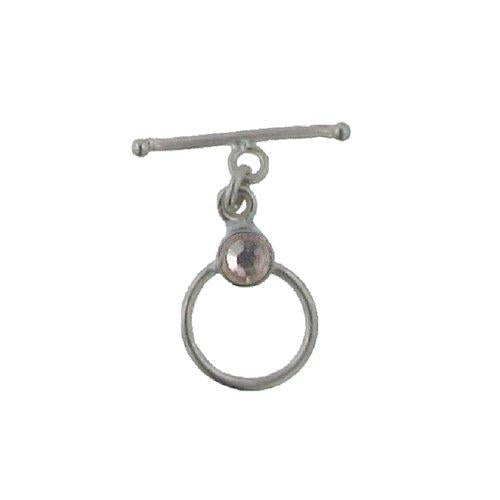 Sterling Silver, 12.4mm Width by 19.3mm Length by 4.6mm Thickness, Fancy Toggle Clasp Ring with 5.3mm Vintage Rose and 2.0mm Width by 20.0mm Length, Fancy Toggle Clasp Bar. Quantity Per Pack: 1 Pair.