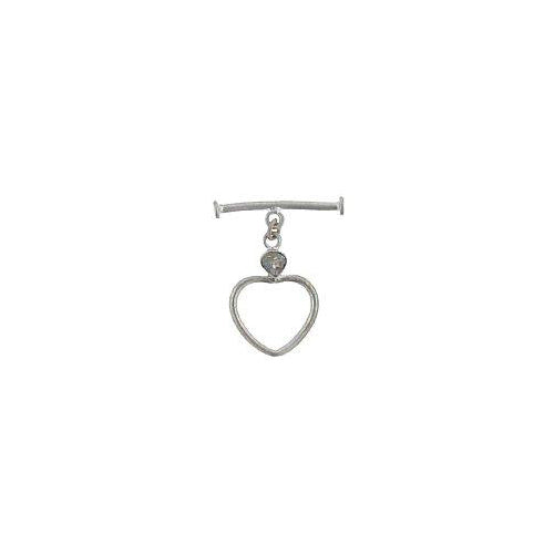 Sterling Silver, 18.6mm Width by 26.8mm Length by 4.5mm Thickness, Fancy Heart Toggle Clasp Ring with 5.6mm Moonstone and 4.0mm Width by 26.3mm Length, Toggle Clasp Bar. Quantity Per Pack: 1 Pair.