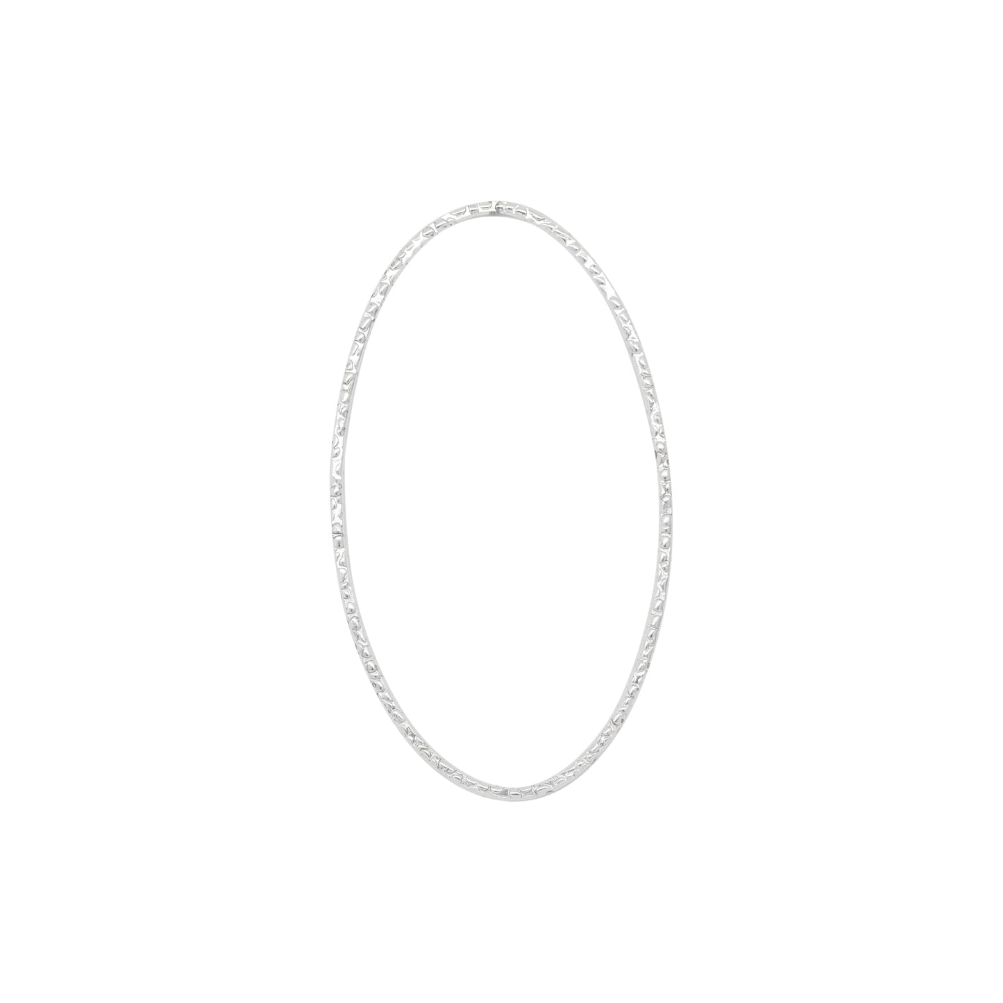 Connectors. Sterling Silver 25.3mm Width by 45.1mm Length, Handmade Hammered Oval Connector. Quantity Per Pack: 2 Pieces.
