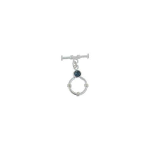 Sterling Silver, 14.5mm Width by 19.6mm Length by 4.4mm Thickness, Fancy Toggle Clasp Ring with 5.5mm Sapphire and 3.6mm Width by 17.6mm Length, Fancy Toggle Clasp Bar. Quantity Per Pack: 1 Pair.