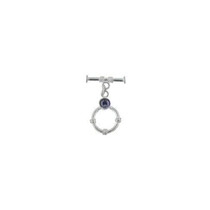 Sterling Silver, 14.5mm Width by 19.6mm Length by 4.4mm Thickness, Fancy Toggle Clasp Ring with 5.5mm Tanzanite and 3.6mm Width by 17.6mm Length, Fancy Toggle Clasp Bar. Quantity Per Pack: 1 Pair.