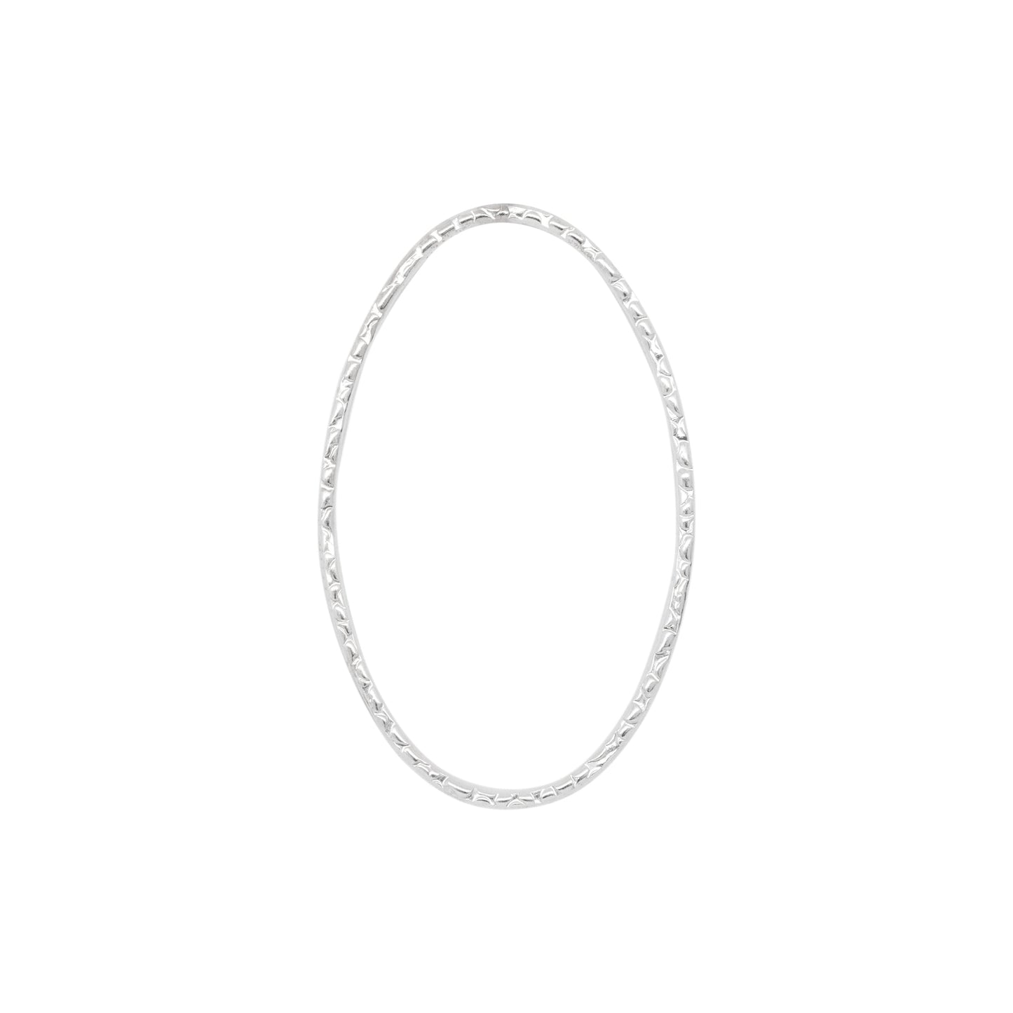 Connectors. Sterling Silver 20.0mm Width by 32.4mm Length, Handmade Hammered Oval Connector. Quantity Per Pack: 2 Pieces.