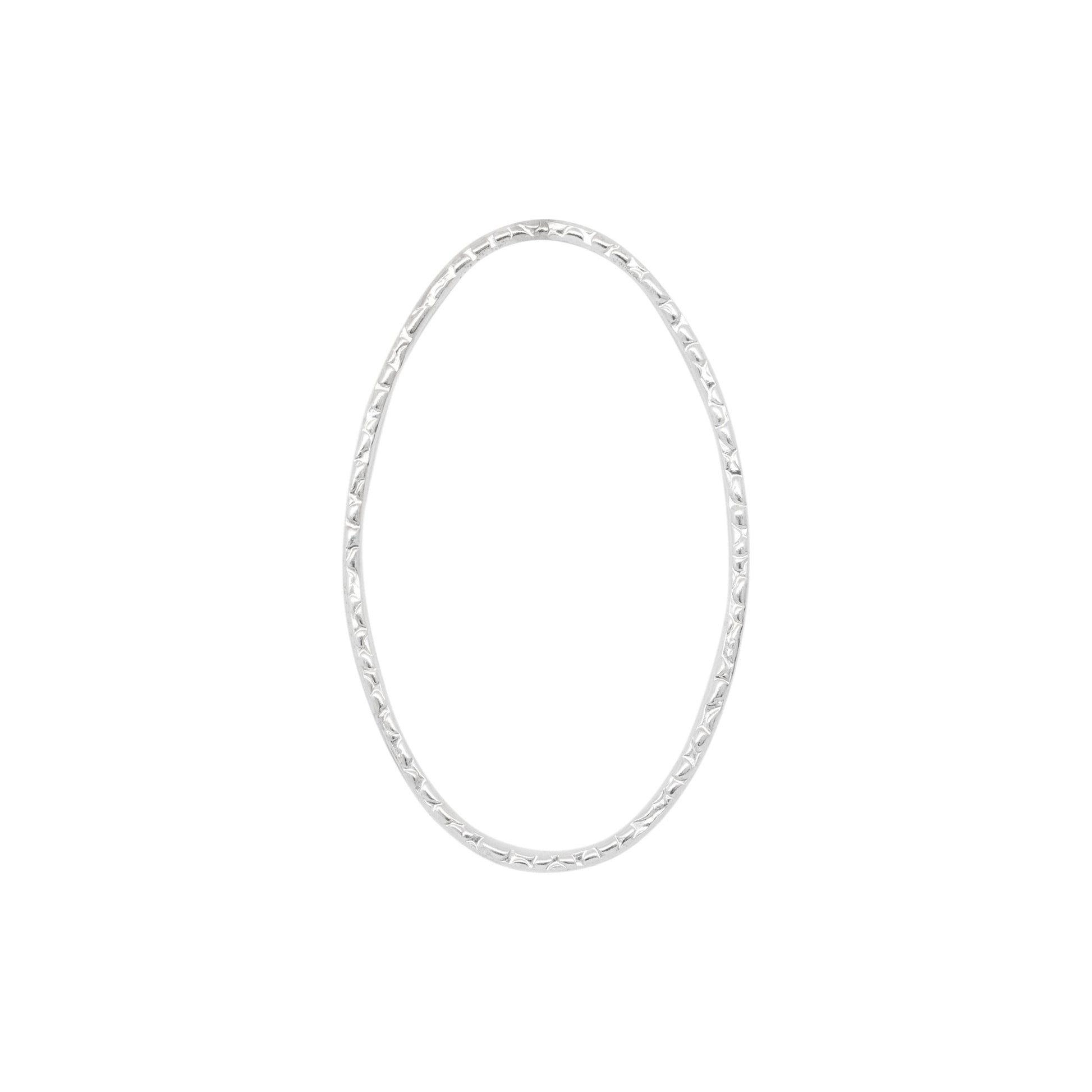 Connectors. Sterling Silver 20.0mm Width by 32.4mm Length, Handmade Hammered Oval Connector. Quantity Per Pack: 2 Pieces.
