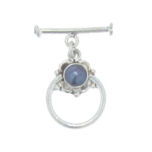 Sterling Silver, 16.5mm Width by 22.4mm Height, Fancy Circle Toggle Clasp Ring with 6.7mm Pearl, and 3.6mm Width by 21.6mm Length, Plain Toggle Clasp Bar. Quantity Per Pack: 1 Pair.