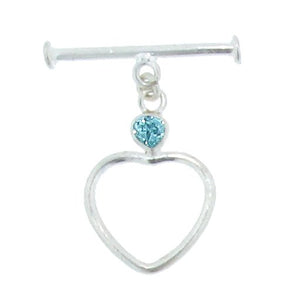 Sterling Silver, 18.3mm Width by 27.2mm Height, Plain Triangle Toggle Clasp Ring with 5.5mm Aquamarine, and 4.0mm Width by 27.5mm Length, Plain Toggle Clasp Bar. Quantity Per Pack: 1 Pair.