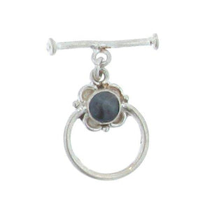 Sterling Silver, 16.3mm Width by 22.4mm Height, Fancy Circle Toggle Clasp Ring with 6.7mm Pearl, and 3.6mm Width by 21.6mm Length, Plain Toggle Clasp Bar. Quantity Per Pack: 1 Pair.