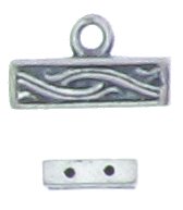 Sterling Silver Oxidized, 12.1mm Width by 3.3mm Length by 6.9mm Height, 2 Strand Fancy Bar Connector with 3.4mm Fix Ring at the top. Quantity Per Pack: 2 Pieces.