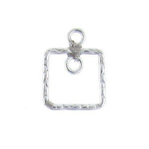 Ear Findings. Sterling Silver 8.2mm Width / Length, Handmade Hammered Square Chandelier With 2.5mm Width / Length Smooth Fix Ring on the top of inside and outside of the Chandelier. Quantity Per Pack: 2 Pieces.