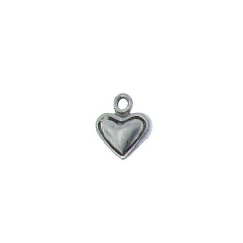 Sterling Silver Oxidized, 10.0mm Width by 3.0mm Length by 12.3mm Height, Heart Charm. Quantity Per Pack: 6 Pieces.