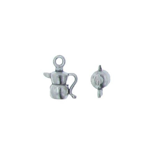 Sterling Silver, 9.8mm Width by 5.5mm Length by 12.6mm Height, Tea Pot Charm. Quantity Per Pack: 2 Pieces.