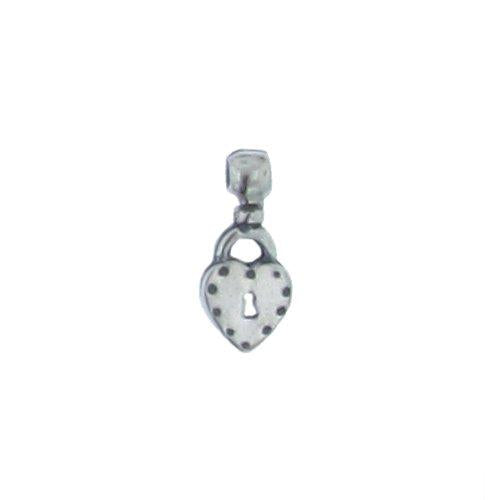 Sterling Silver, 7.6mm Width by 3.8mm Length by 16.7mm Height, Heart Lock Charm. Quantity Per Pack: 2 Pieces.