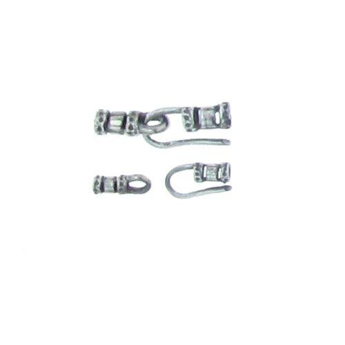 Sterling Silver Oxidized, 3.4mm Width by 9.5mm Height, Leather Crimp Eye Clasp with 3.3mm Width by 11.3mm Height, Leather Crimp Hook, Leather Crimp Hook & Eye Clasp. Quantity Per Pack: 10 Pairs.