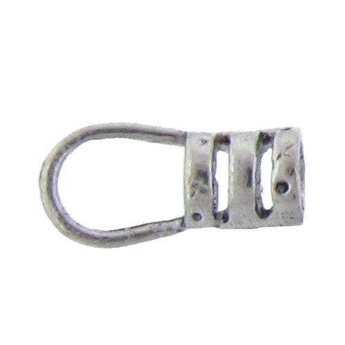 Sterling Silver, 6.8mm Width by 5.4mm Length by 13.8mm Height, Leather Crimp Eye. Quantity Per Pack: 10 Pieces.