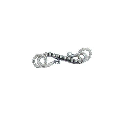 Sterling Silver Oxidized, 16.3mm Width by 2.0mm Length by 4.9mm Height, Fancy S Hook Clasp. Quantity Per Pack: 15 Pieces.