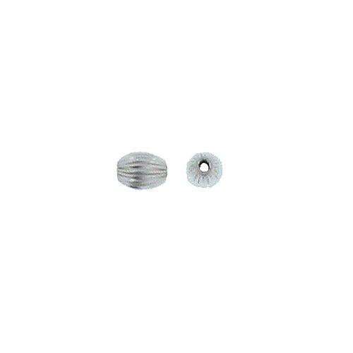 Sterling Silver, 4.3mm Width by 4.3mm Length by 5.9mm Height, Corrugated Oval Bead. Quantity per pack: 10 Pieces.