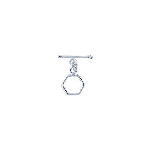 Sterling Silver, 12.3mm Width by 13.6mm Height by 1.6mm Thickness, Rounded Heptagon Toggle Clasp Ring, and 2.3mm Width by 20.8mm Length, Toggle Clasp Bar. Quantity Per Pack: 10 Pieces.