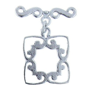 Sterling Silver, 19.8mm Width by 18.8mm Height by 1.3mm Thickness, Smooth Filigree Toggle Clasp Ring, and 1.4mm Width by 25.2mm Length, Smooth Filigree Toggle Clasp Bar. Quantity Per Pack: 5 Pieces.