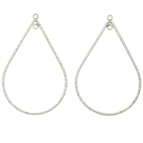 Ear Findings. Sterling Silver 29.7mm Width by 39.6mm Length, Handmade Hammered Tear Drop Chandelier With 2.5mm Width / Length Smooth Fix Ring, inside and outside of the Chandelier. Quantity Per Pack: 4 Pieces.