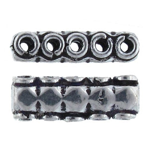 Sterling Silver, 6.9mm Width by 4.8mm Length by 6.9mm Height, Smooth, 5 Strand Spacer Bar. Quantity Per Pack: 31 Pieces.