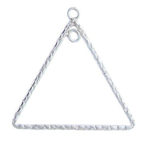 Ear Findings. Sterling Silver 20.6mm Width by 23.0mm Length, Handmade Hammered Triangle Chandelier With 2.5mm Width / Length Smooth Fix Ring, inside and outside of the Chandelier. Quantity Per Pack: 4 Pieces.