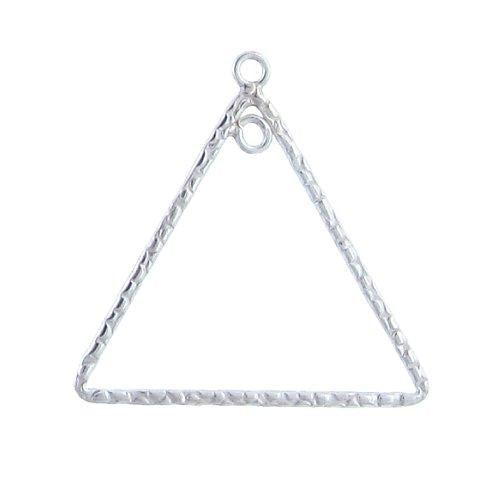 Ear Findings. Sterling Silver 15.3mm Width by 16.6mm Length, Handmade Hammered Triangle Chandelier With 2.5mm Width / Length Smooth Fix Ring, inside and outside of the Chandelier. Quantity Per Pack: 4 Pieces.