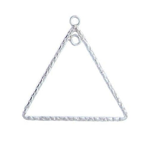 Ear Findings. Sterling Silver 15.3mm Width by 16.6mm Length, Handmade Hammered Triangle Chandelier With 2.5mm Width / Length Smooth Fix Ring, inside and outside of the Chandelier. Quantity Per Pack: 4 Pieces.