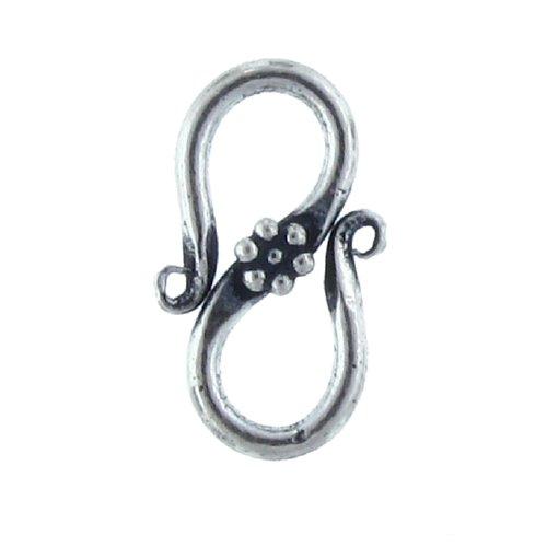 Sterling Silver, 19.7mm Width by 2.9mm Length by 9.4mm Height, Bali S Hook Clasp. Quantity Per Pack: 10 Pieces.