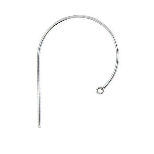 Ear Findings. Sterling Silver 18.0 Gauge, 20.2mm Width by 28.7mm Height, Plain Ear Wire With 2.5mm Width / Length Smooth Fix Ring. Quantity Per Pack: 4 Pieces.