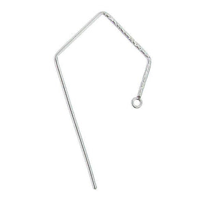 Ear Findings. Sterling Silver 18.0 Gauge, 20.8mm Width by 41.2mm Height, Fancy Kite Ear Wire With 2.5mm Width / Length Smooth Fix Ring. Quantity Per Pack: 2 Pieces.