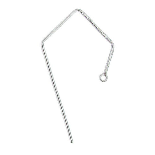 Ear Findings. Sterling Silver 18.0 Gauge, 20.8mm Width by 41.2mm Height, Fancy Kite Ear Wire With 2.5mm Width / Length Smooth Fix Ring. Quantity Per Pack: 2 Pieces.