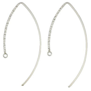 Ear Findings. Sterling Silver 19.0 Gauge, 18.7mm Width by 43.1mm Height, Fancy Ear Wire With 2.5mm Width / Length Smooth Fix Ring. Quantity Per Pack: 2 Pieces.