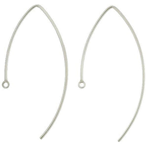 Ear Findings. Sterling Silver 19.0 Gauge, 19.2mm Width by 44.2mm Height, Plain Ear Wire With 2.5mm Width / Length Smooth Fix Ring. Quantity Per Pack: 2 Pieces.