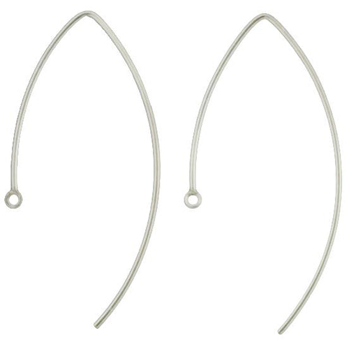 Ear Findings. Sterling Silver 19.0 Gauge, 19.2mm Width by 44.2mm Height, Plain Ear Wire With 2.5mm Width / Length Smooth Fix Ring. Quantity Per Pack: 2 Pieces.