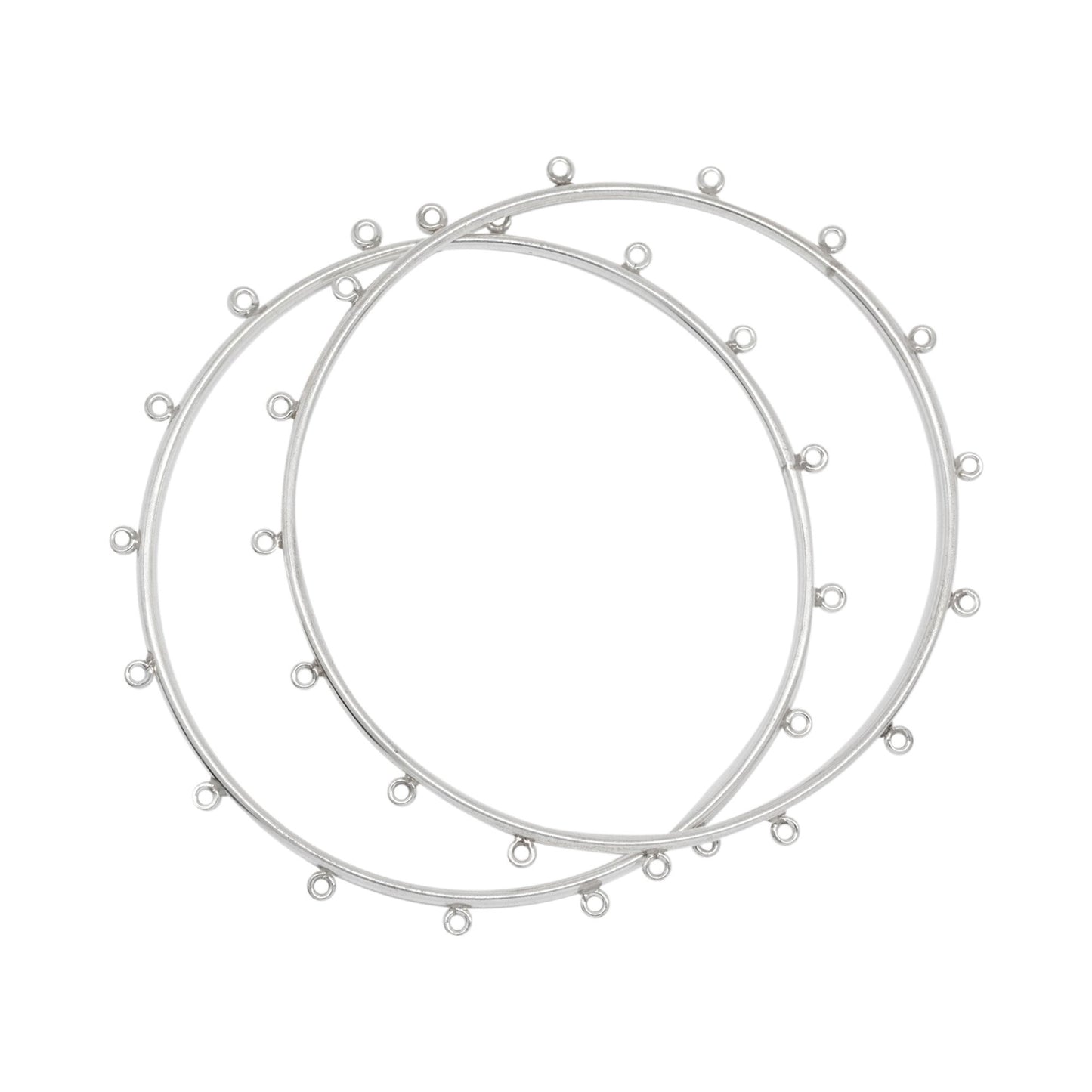 Sterling Silver 61.50mm Width / Length Smooth Bangle with 16 of 2.45mm Width / Length Smooth Fix Ring on outside of the Bangle. Quantity Per Pack: 1 Piece.