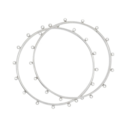 Sterling Silver 61.50mm Width / Length Smooth Bangle with 16 of 2.45mm Width / Length Smooth Fix Ring on outside of the Bangle. Quantity Per Pack: 1 Piece.