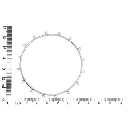 Sterling Silver 61.50mm Width / Length Smooth Bangle with 16 of 2.45mm Width / Length Smooth Fix Ring on outside of the Bangle. Quantity Per Pack: 1 Piece.