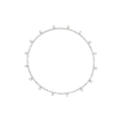 Bangles. Sterling Silver 61.50mm Width / Length Hammered Bangle with 16 of 2.45mm Width / Length Smooth Fix Ring on outside of the Bangle. Quantity Per Pack: 1 Piece.