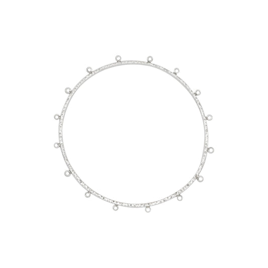 Bangles. Sterling Silver 61.50mm Width / Length Hammered Bangle with 16 of 2.45mm Width / Length Smooth Fix Ring on outside of the Bangle. Quantity Per Pack: 1 Piece.