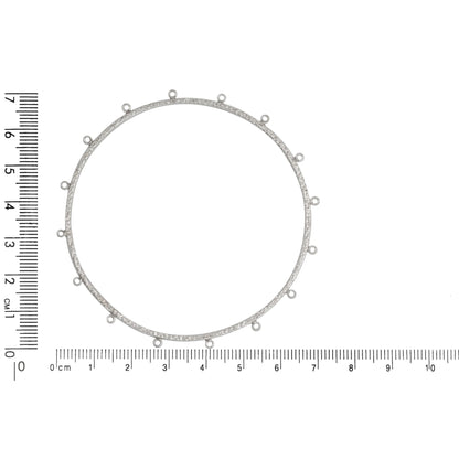 Sterling Silver 66.20mm Width / Length Hammered Bangle with 16 of 2.45mm Width / Length Smooth Fix Ring on outside of the Bangle. Quantity Per Pack: 1 Piece.