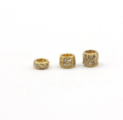 14K Gold 4 mm Round Tyre Pave Diamond Bead .14K Gold Diamond Beads Tyre, Genuine handmade pave diamond Beads.