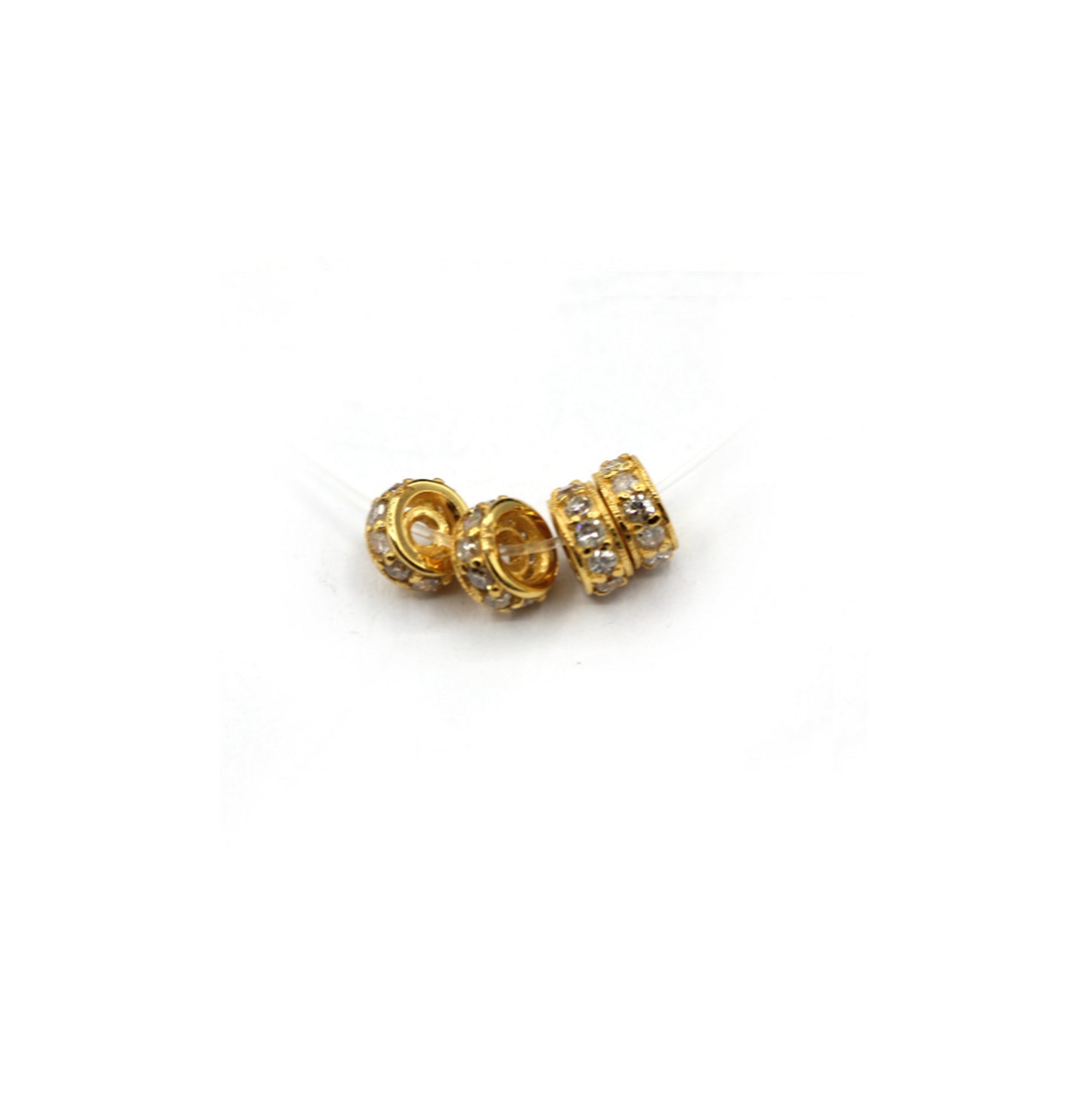 14K Gold 4 mm Round Tyre Pave Diamond Bead .14K Gold Diamond Beads Tyre, Genuine handmade pave diamond Beads.